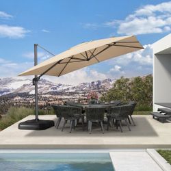 PURPLE LEAF Cantilever 11x11 FT Telescopic Umbrella for Swimming Pool, Patio, Porch, Garden