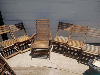 Set of six wooden folding chairs