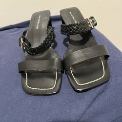 Black Leather Sandals  9 1/2