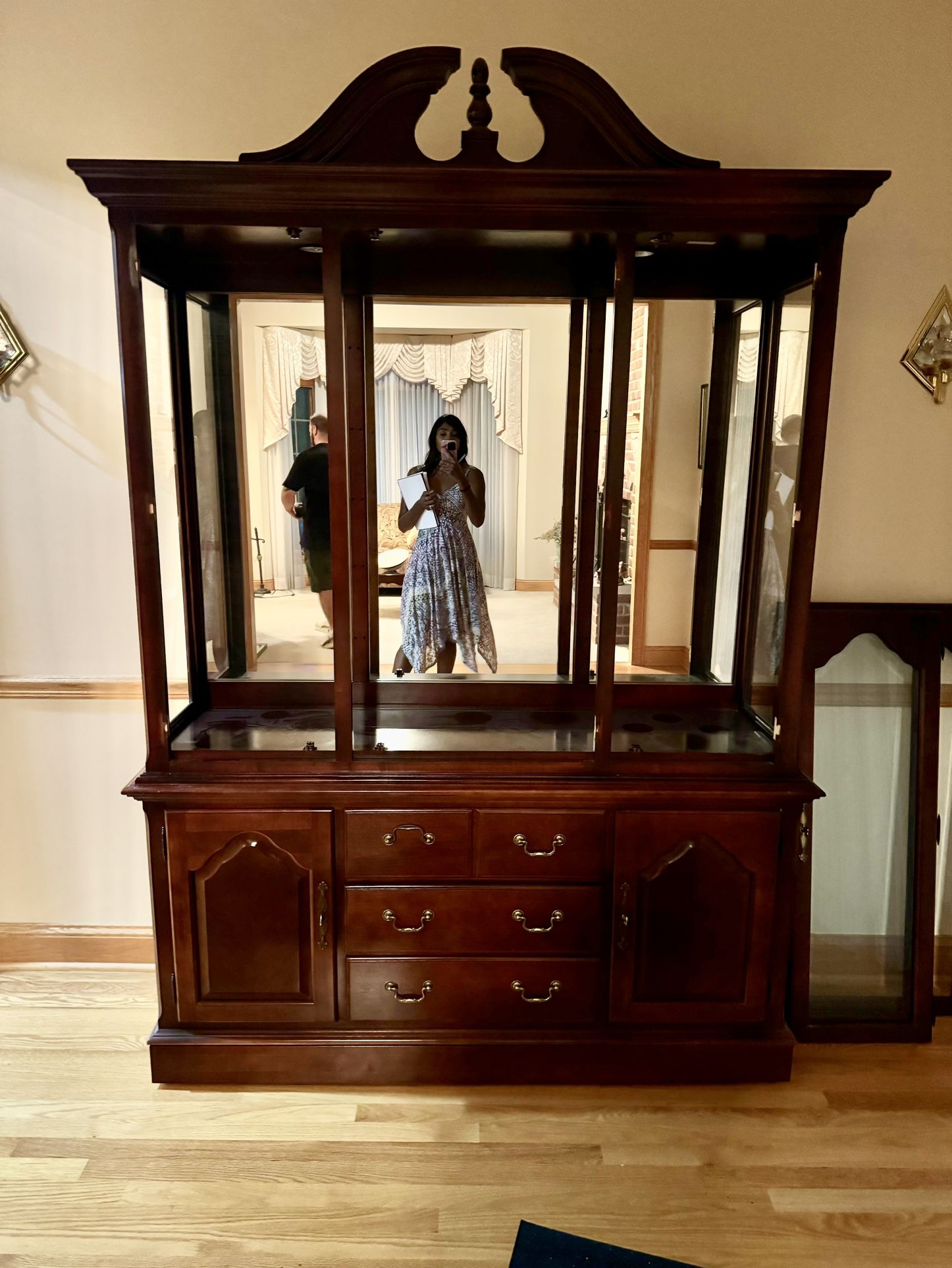 Solid Mahogany And Glass China Cabinet