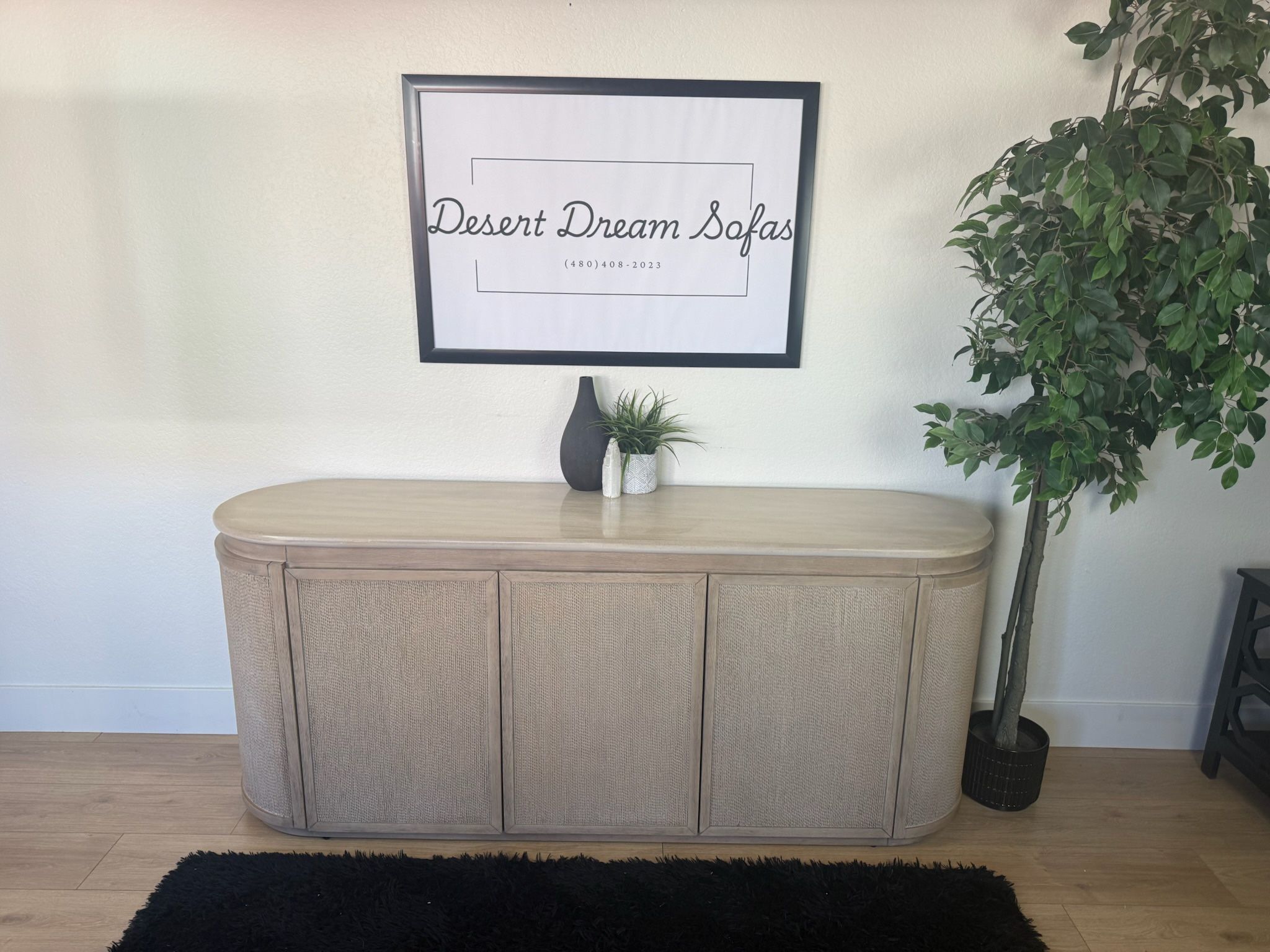 I Home Furnishings Elements Stone and Rope Server - In Toffee Finish -New In Box - Delivery Available  