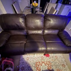 Double Recliner Leather Couch