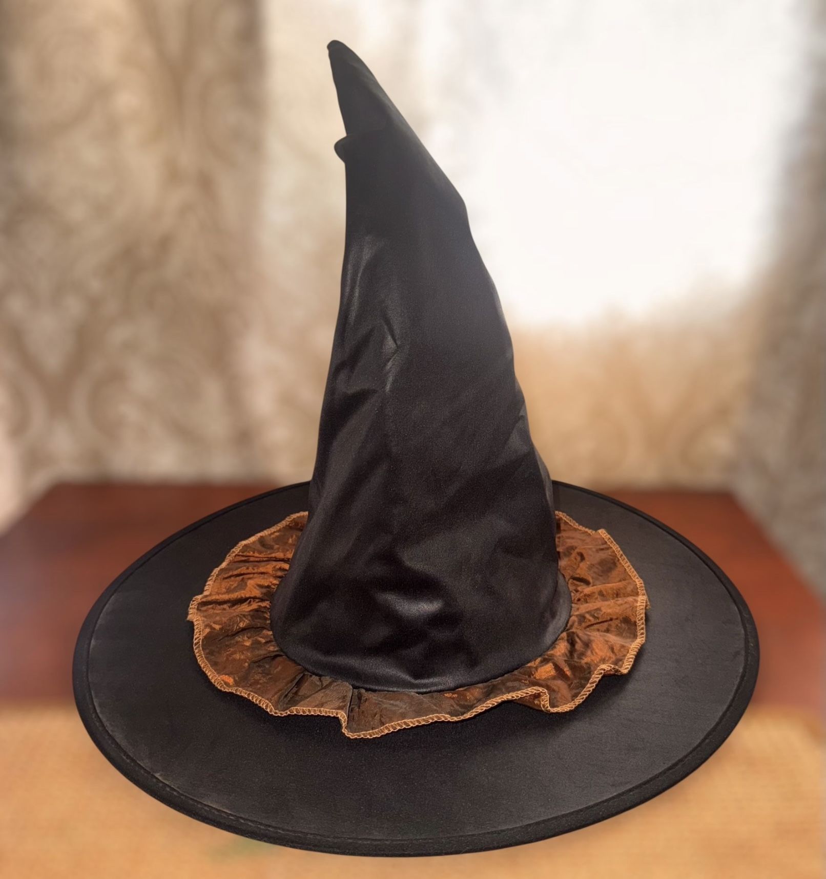 Black Orange Witch Hat Adult Halloween Costume Pointed Cap 