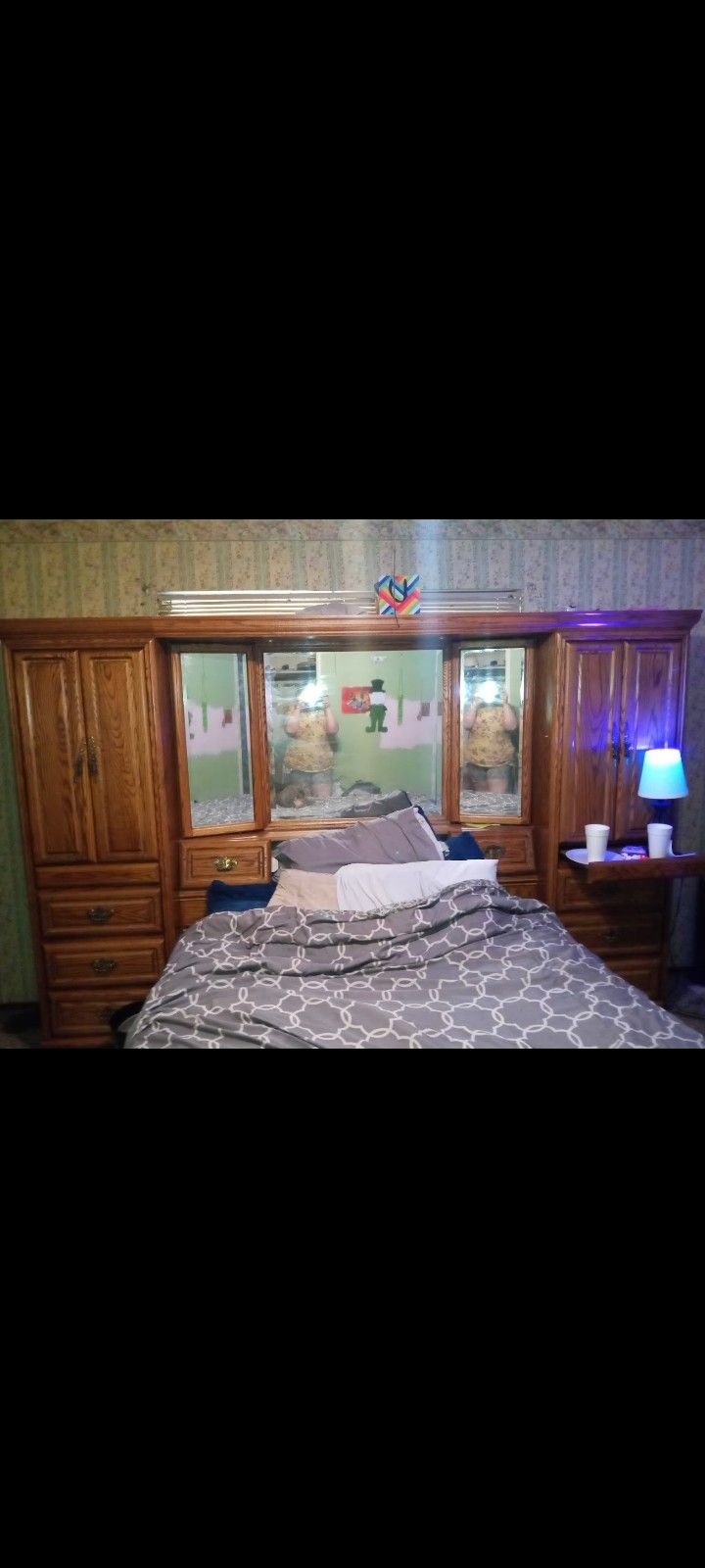 Queen Size Headboard w/ Built-in Drawers, And Jewelry Too Dresser