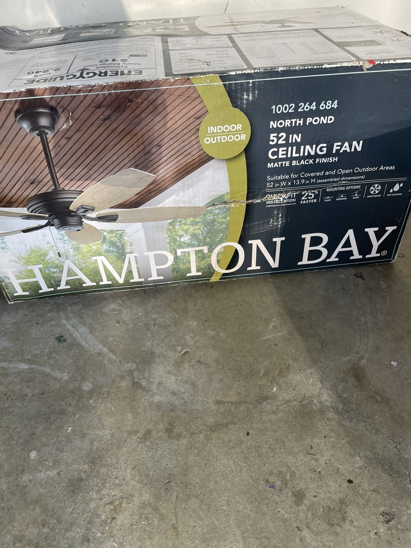 Hampton Bay Ceiling Fan Indoor/outdoor New