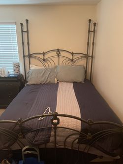 Queen Size Bed Frame mattress And 2 Dressers For Sale