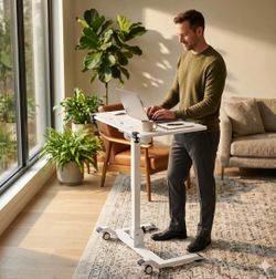Mobile Height-Adjustable Standing Desk on Wheels