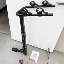 (Brand New) $55 Tilt Folding 2-Bike Hitch Mount Rack Bicycle Carrier for 2” Hitch w/ Straps 70 lbs Max 