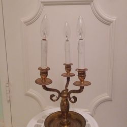 Antique (3) Bulb💡Heavy Brass Ornate "electrified" Free Standing Candelabra P
