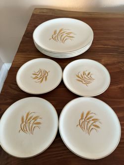 Vintage Golden Wheat Plate Set