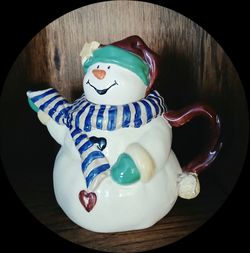Christmas Holiday Ceramic Snowman Teapot