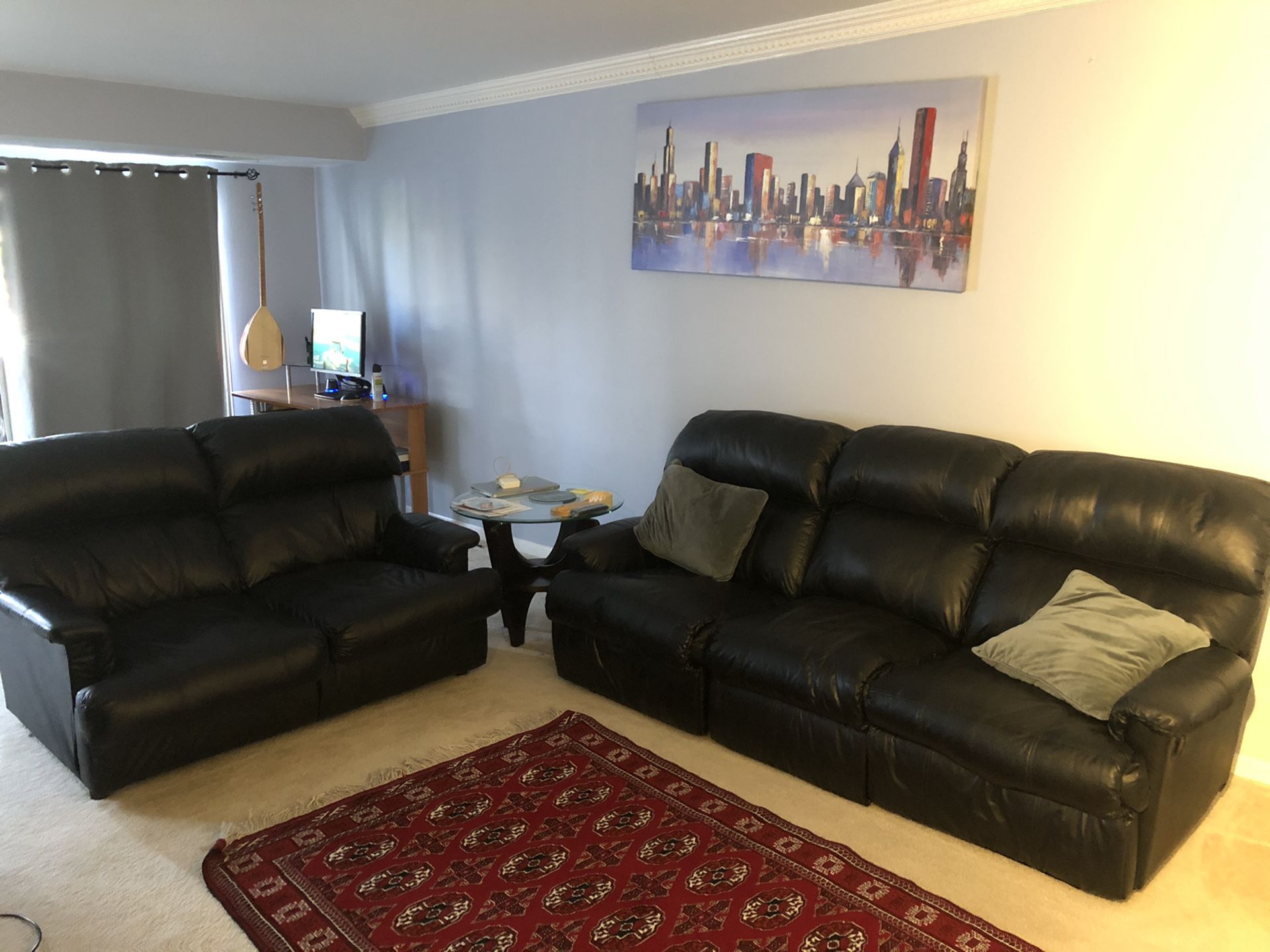 3+2 recliner couch, original leather