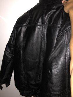 Black leather biker jacket