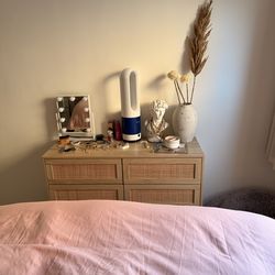 Mid Century Cane Dresser + 2 Nightstands Set