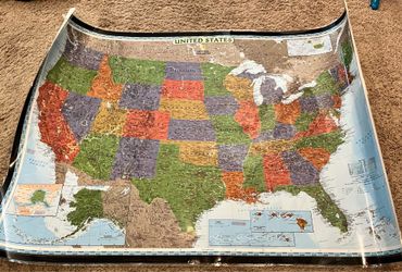 46x30 Laminated Maps of US and World