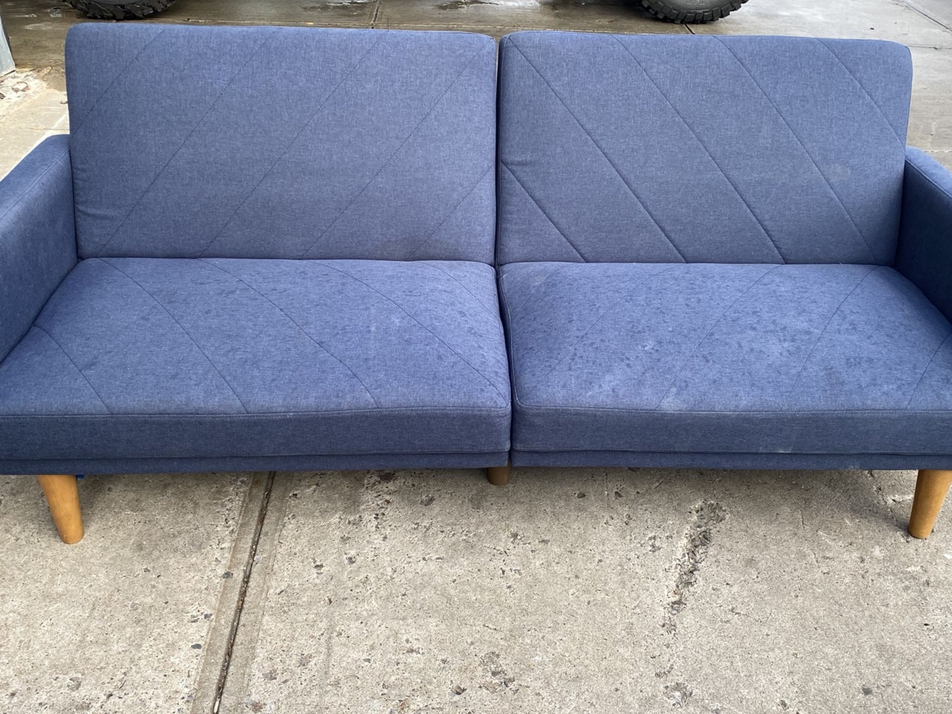 Blue Fabric Sofa / Bed / Futon
