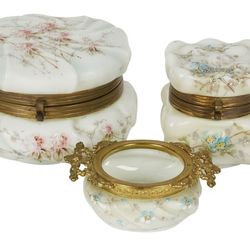 Three Wave Crest Glass Dresser Articles