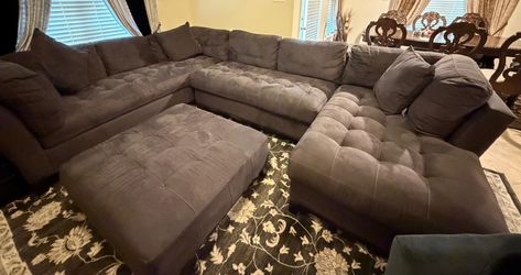 Sectional sofa and ottoman charcoacl gray