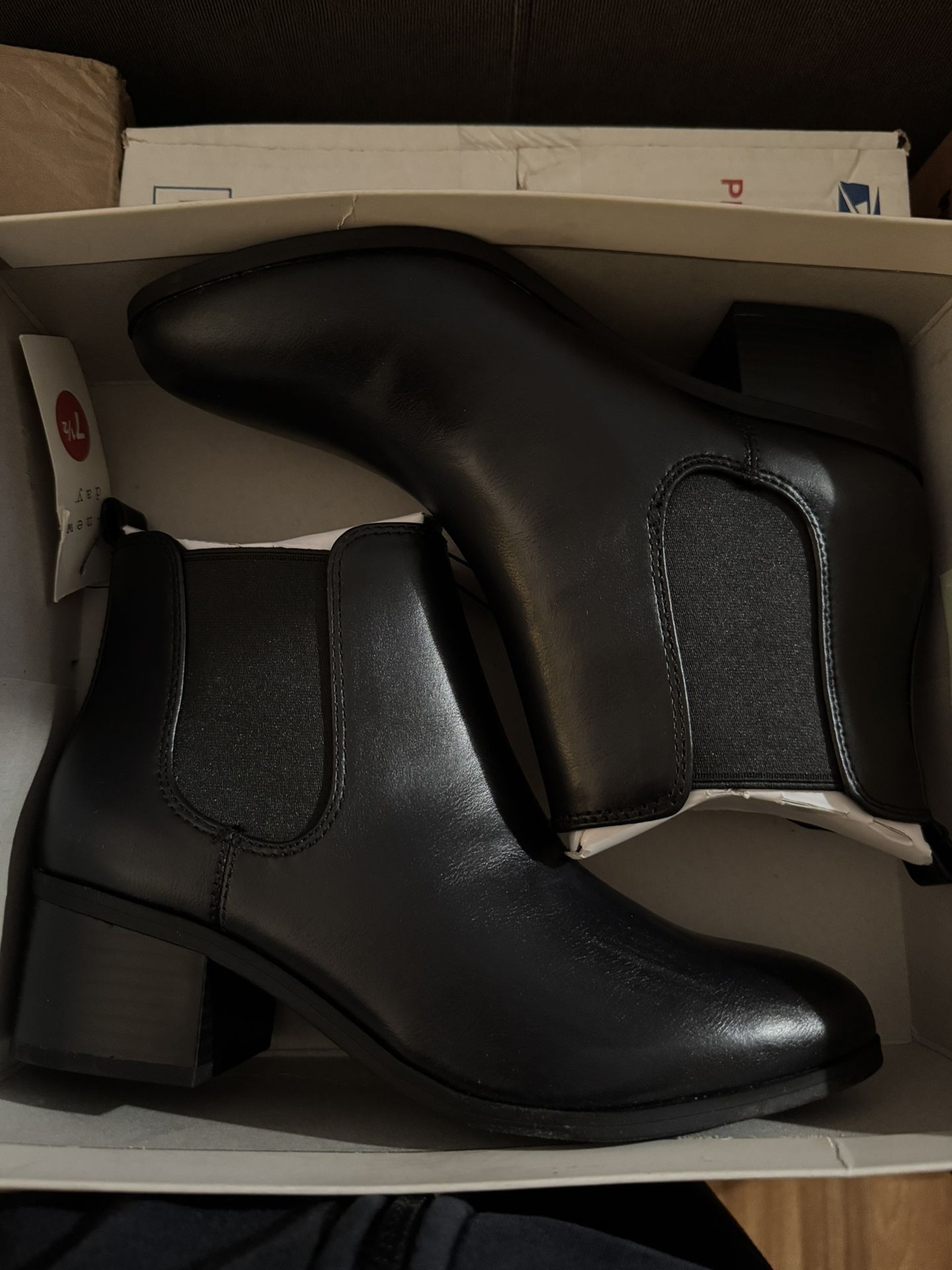 New- Black booties, size 7.5 women’s 