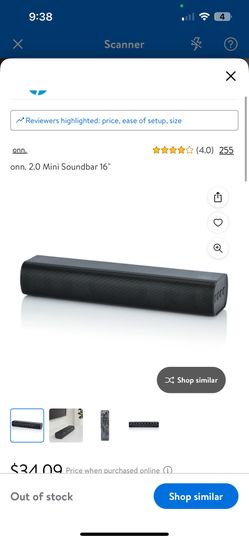 onn. 2.0 Mini Soundbar 16"