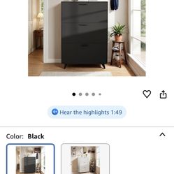 Black Shoe Storage Cabinet, 3 Flip Drawers, Wooden Shoe Organizer for Entryway, Closet, Living Room