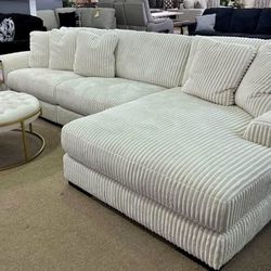 BEIGE SOFT CORDUROY BRAND NEW SECTIONAL SAME DAY DELIVERY 