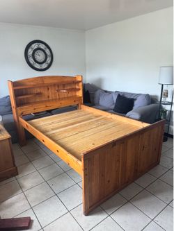 Solid Wood Bed Frame with Full Mattress