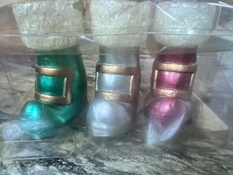 Santa boot candles 3 pack