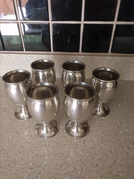 Vintage James Yates Pewter Drinking Goblets Made In London England