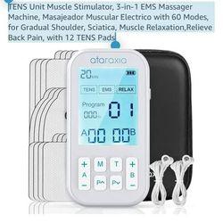 TENS Unit Muscle Stimulator, 3-in-1 EMS Massager Machine, Masajeador Muscular Electrico with 60 Mode