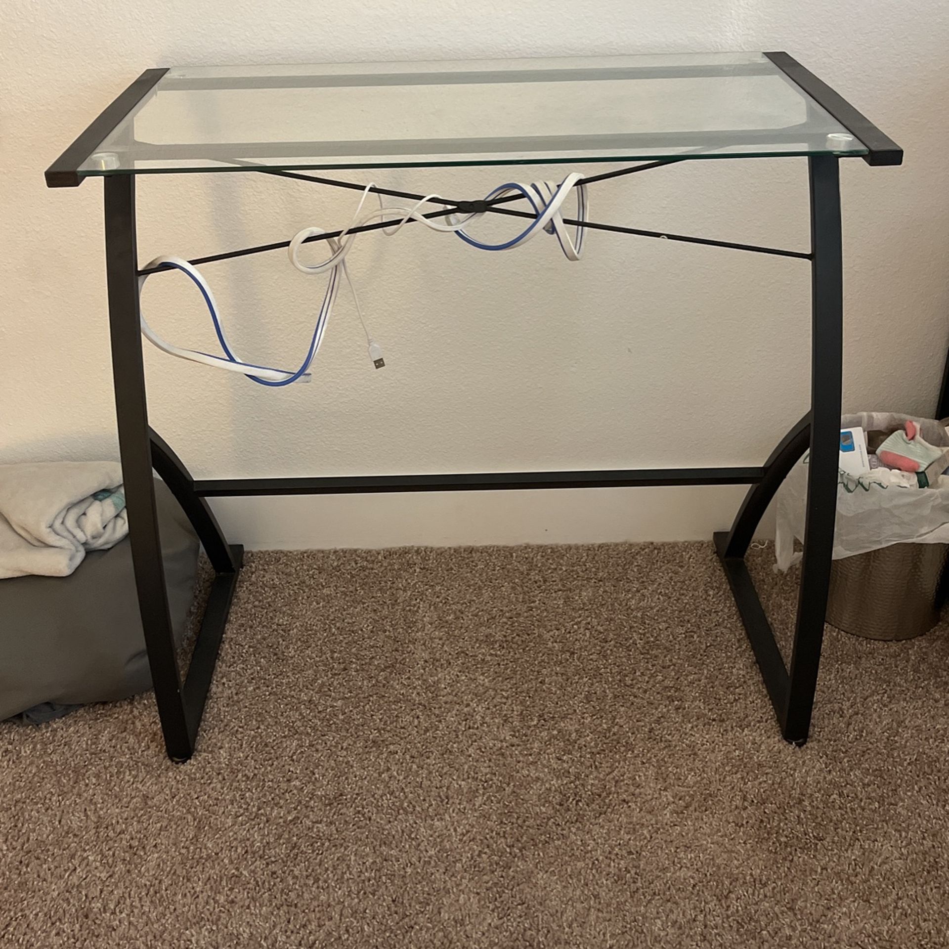 Glass Metal Computer Desk