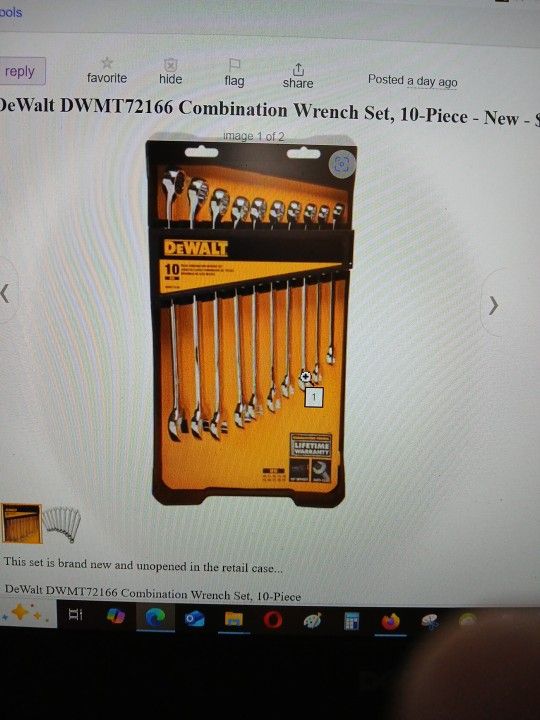 DeWalt 10 Piece Combination Wrench Set - New