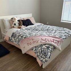 White Queen Bed Frame With Slats 