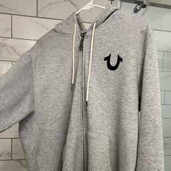 True Religion CLASSIC LOGO ZIP HOODIE grey size L