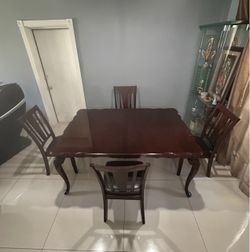 Dark Wood Dining Table with 3 Chairs