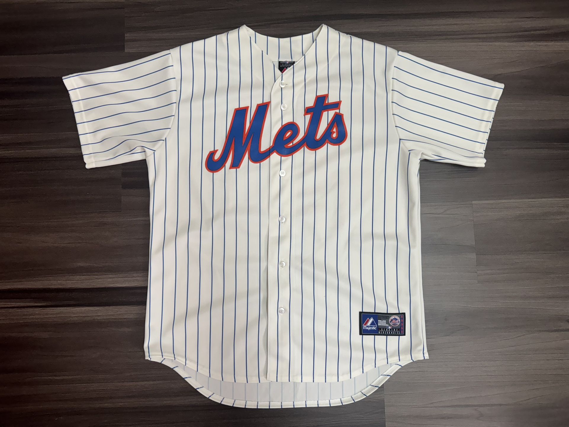 Majestic New York Mets Ike Davis #29 White Pinstriped Stitched Jersey Sz Large