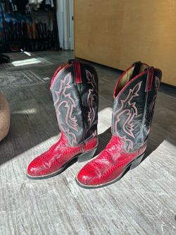 Red Snakeskin & Black Leather Cowboy Boots