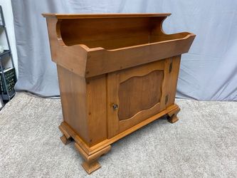 Vintage Light Wood Colonial Dry Sink w/ Copper Basin