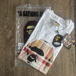 White bape x burrberry t shirt medium