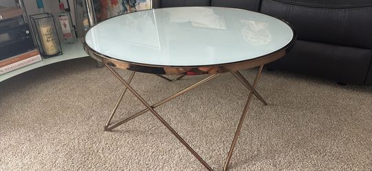 ✨ Modern Oval Glass Coffee Table – Rose Gold ✨