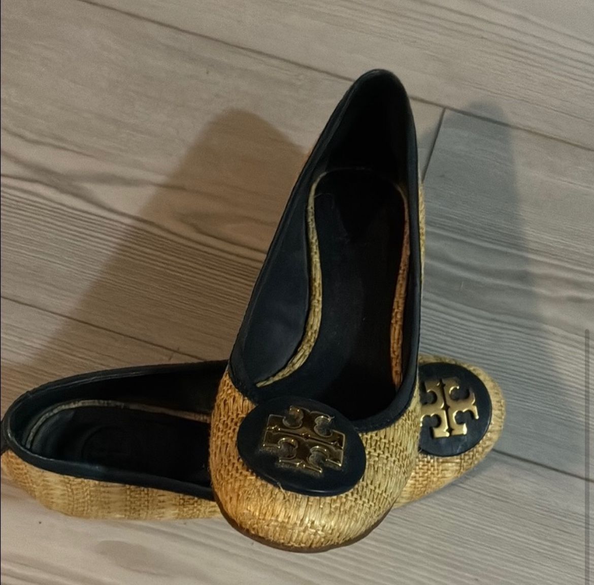 Tory Burch Gold and Brown Wedge Shorts