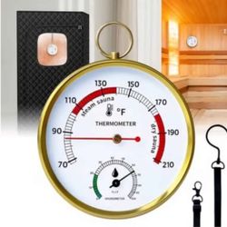 Sauna Thermometer Hygrometer Gold 3.7 inch