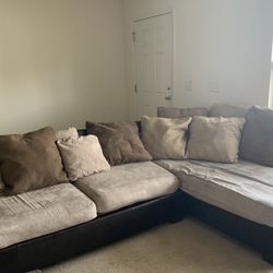Free Sectional Sofa Includes Pillows Leather And Suede