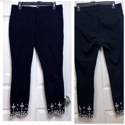 Gap Capri Size 10 Embroidered Black Womens Pants 