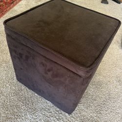 Black Suede Ottoman & Storage 