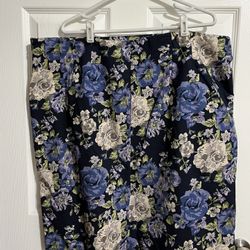 Charter Club Pencil Skirt Womens Blue Green Floral 