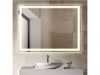 NEW! JONATHAN Y 24 in. W x 32 in. H Rectangular Frameless Antifog Front/Back-Lit Wall Bathroom Mirror with Smart Touch