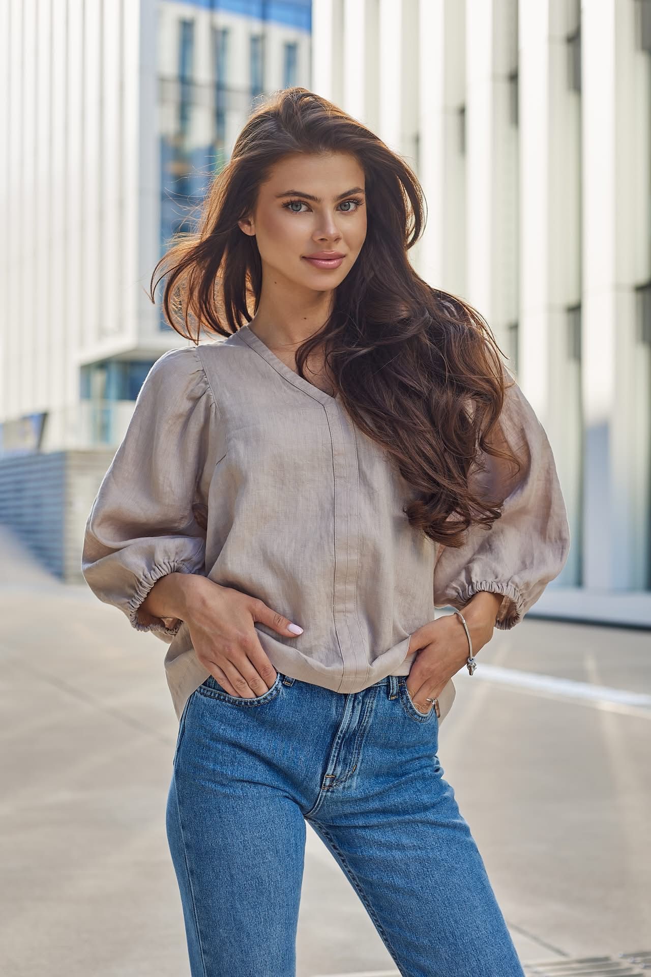 European Linen Blouse, Size L