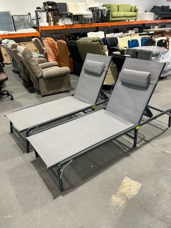 Outdoor Chaise Lounge Chair Set of 2, Foldable & Assemble-Free, 6 Adjustable Positions, Durable Rust-Resistant Frame