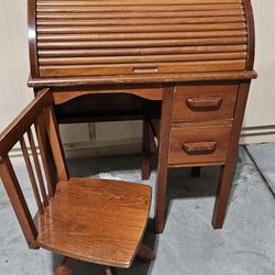 Vintage Kid's Desk With Adjustable Chair